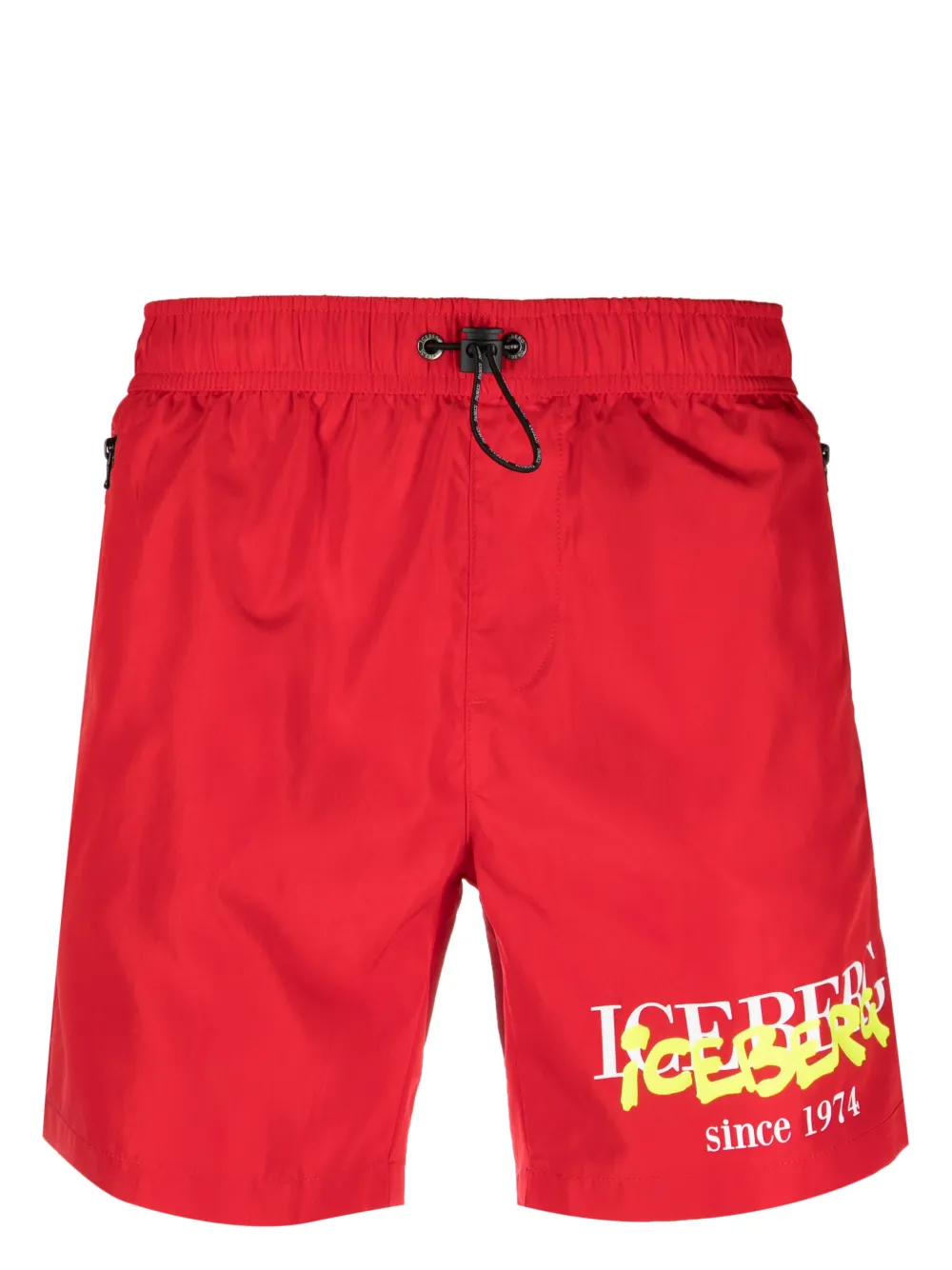 Iceberg logo-print drawstring-waistband swim shorts - Red