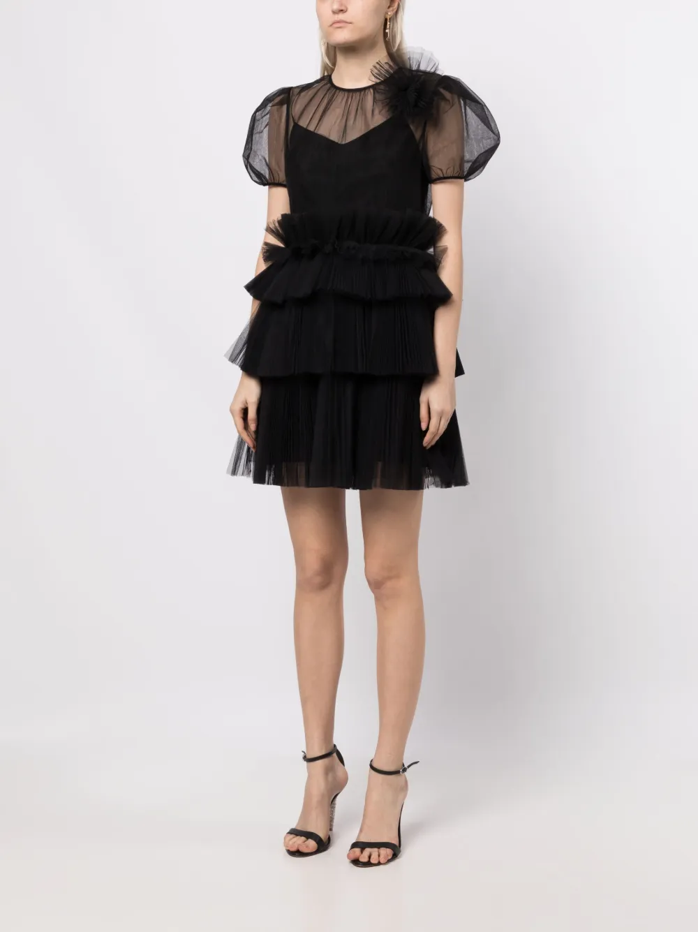 Shop Huishan Zhang Telsha Tulle-detail Dress In Black