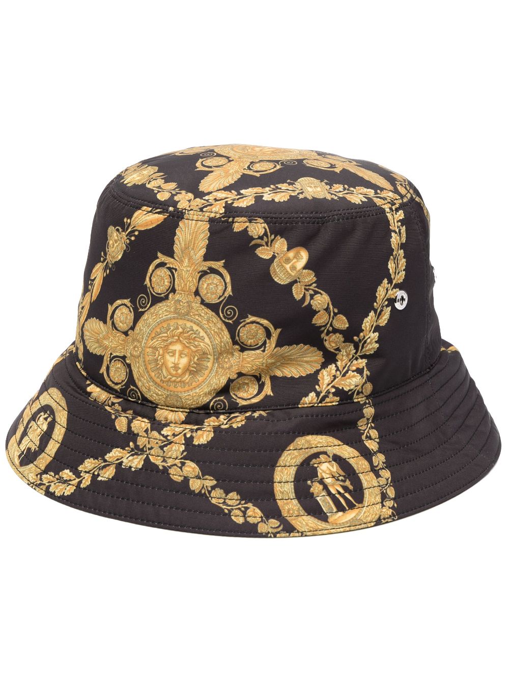 Versace Barocco Print Bucket Hat In Black,gold