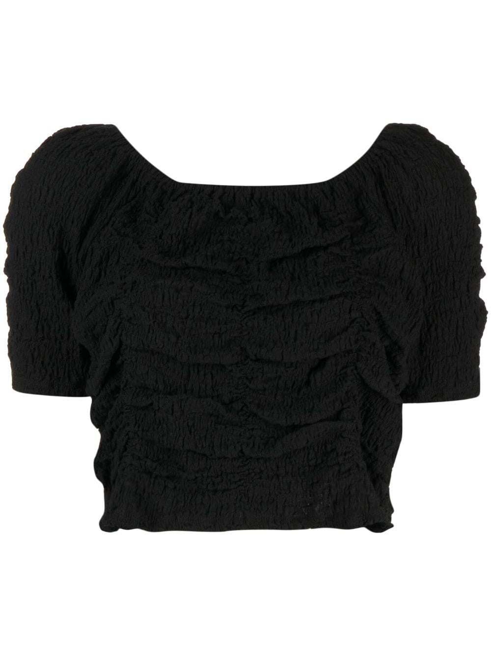 Tout A Coup Gathered Short-sleeve Top In Schwarz