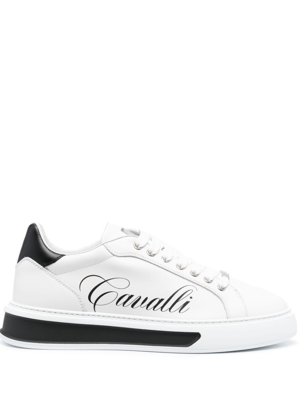 Roberto Cavalli Logo-print Leather Sneakers In White