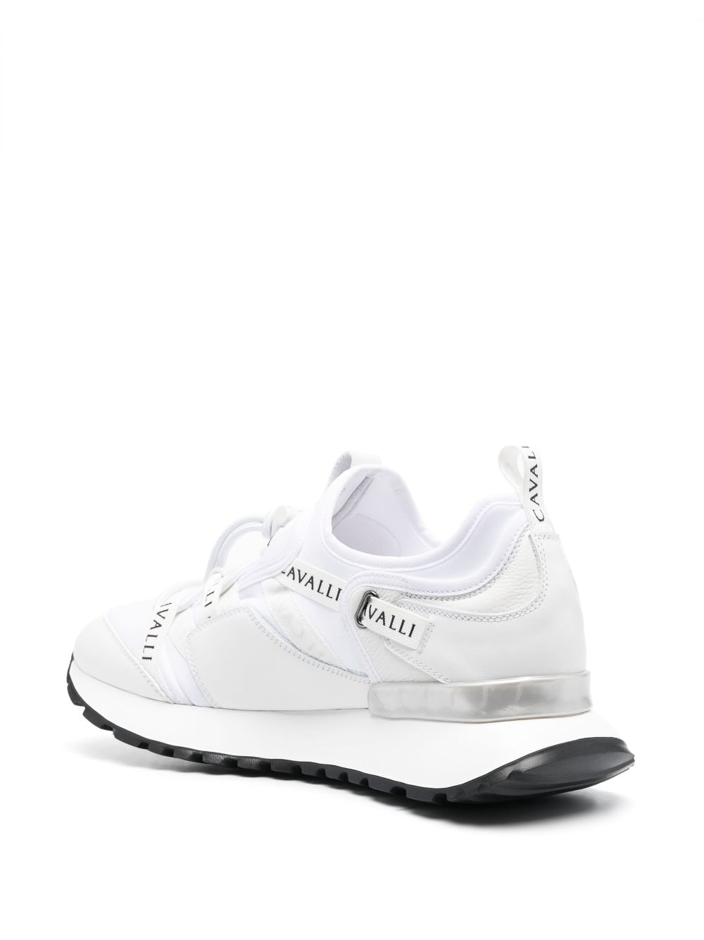 Shop Roberto Cavalli Logo-tape Drawstring-fastening Sneakers In White