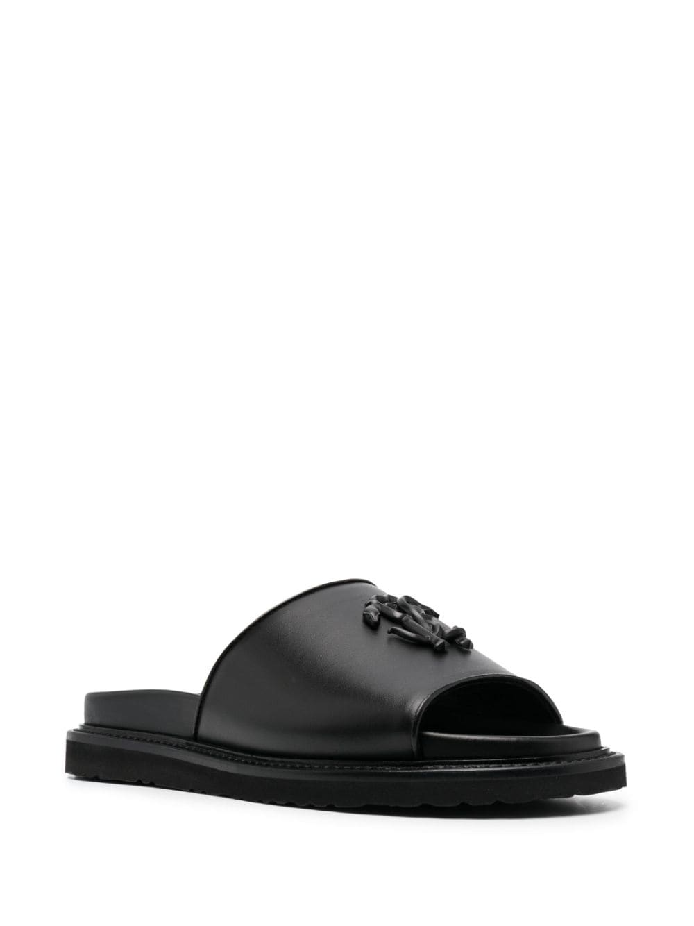 Roberto Cavalli logo-plaque leather sandals - Zwart