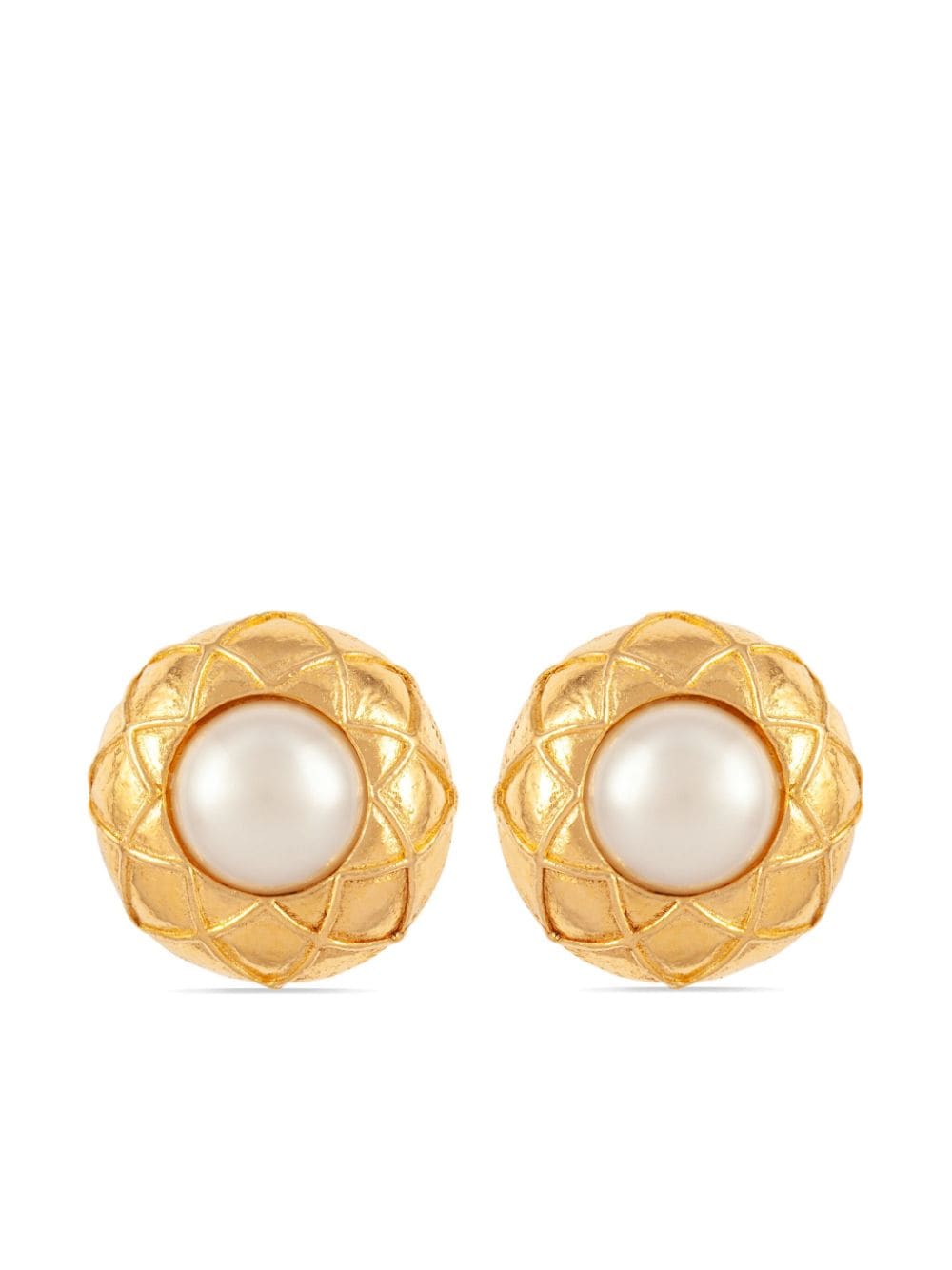 Image 1 of CHANEL Pre-Owned 1980s faux-pearl clip-on earrings