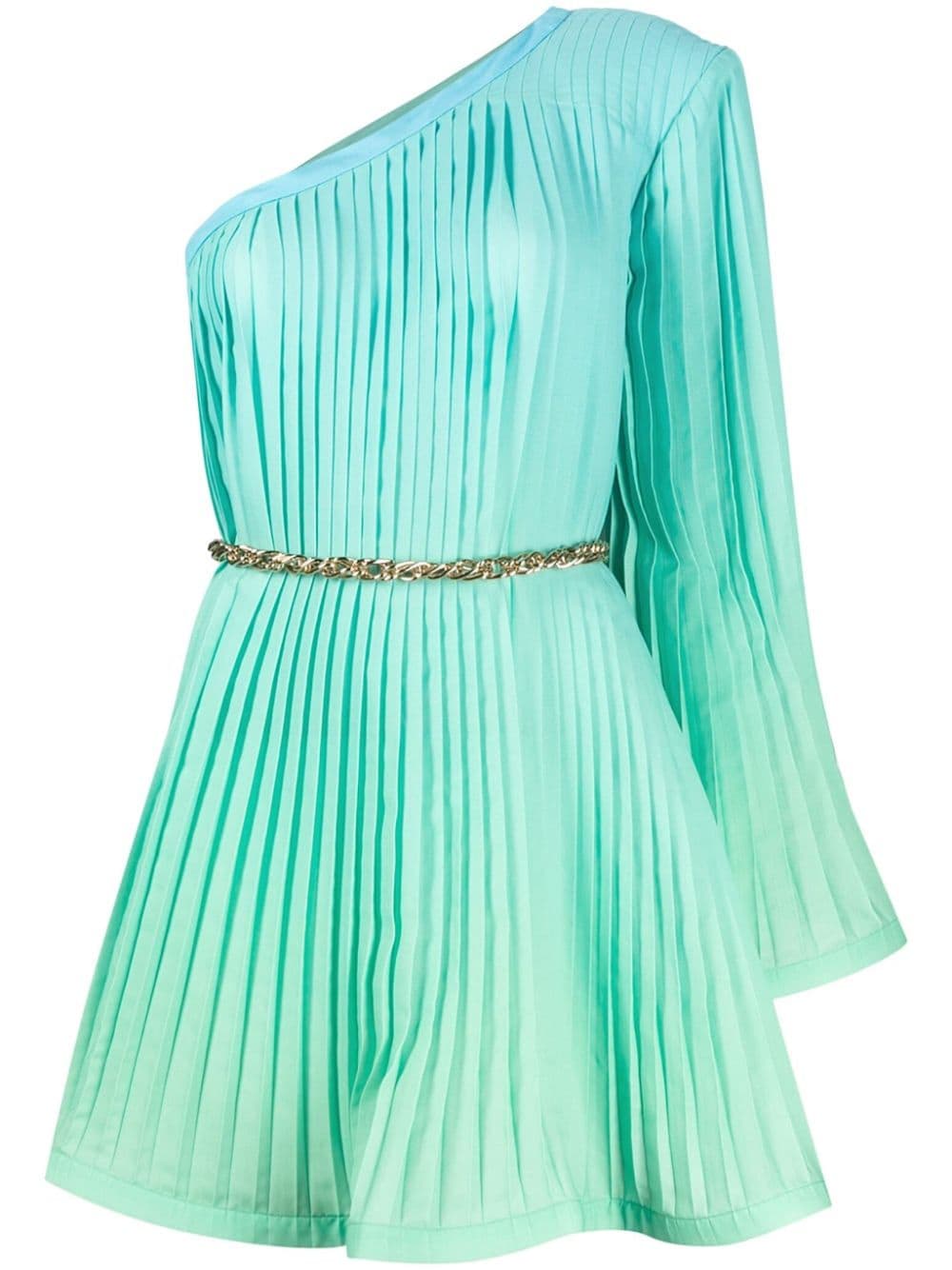Shop Rowen Rose Gradient-effect Pleated Minidress In Green