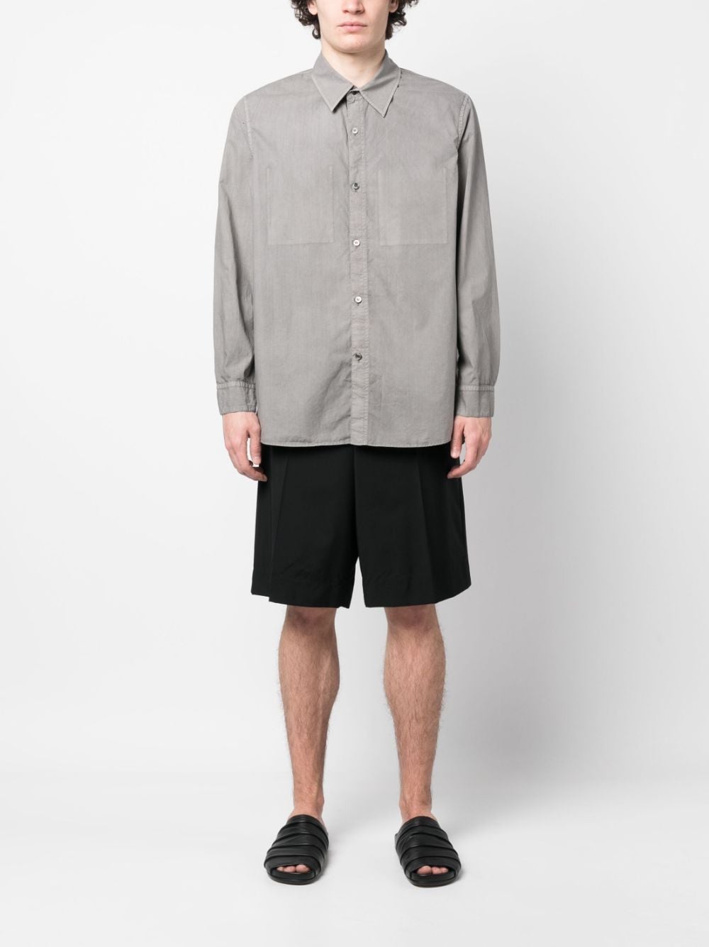 Shop Attachment Long-sleeve Cotton Shirt In Grau