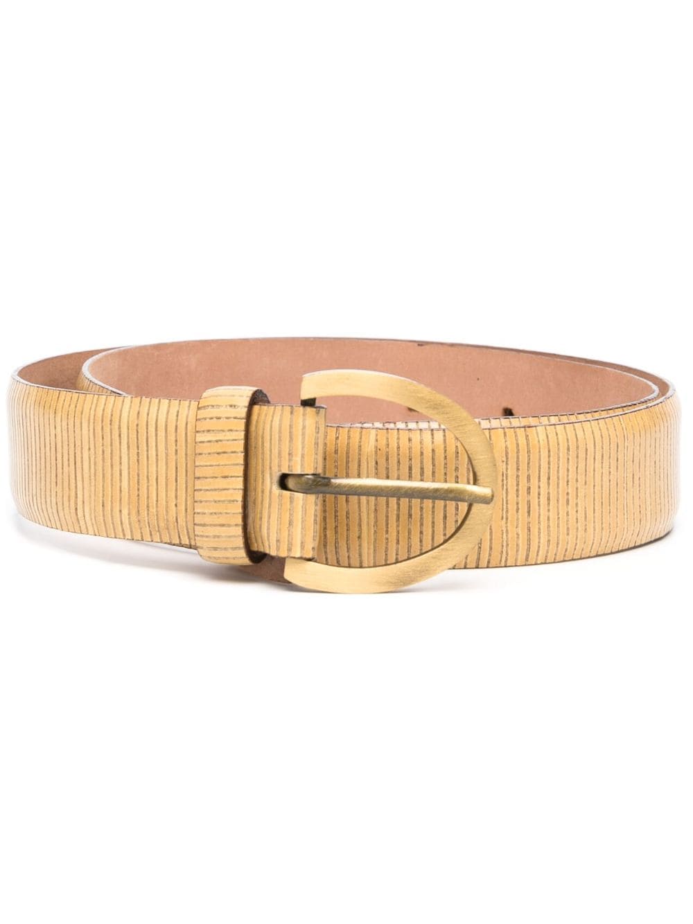 Pre-owned Giorgio Armani 1990s Ribbed Leather Belt In Yellow