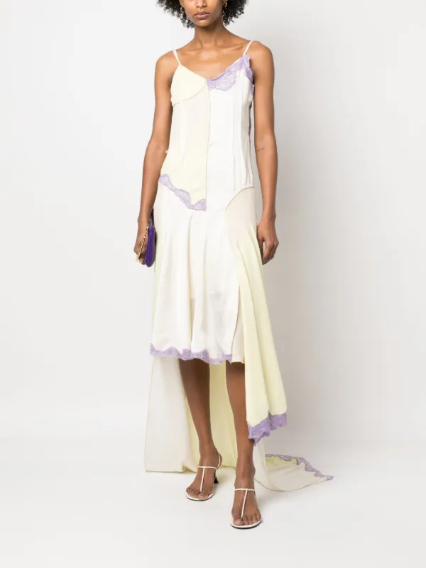 Sportmax lace-detail Draped Dress | Yellow | FARFETCH JO