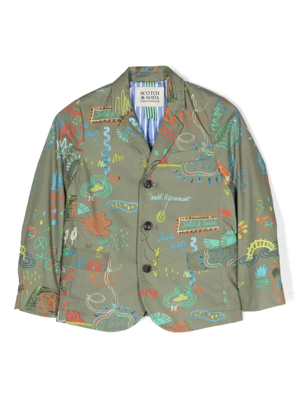 Scotch & Soda graphic-print single-breasted blazer - Green