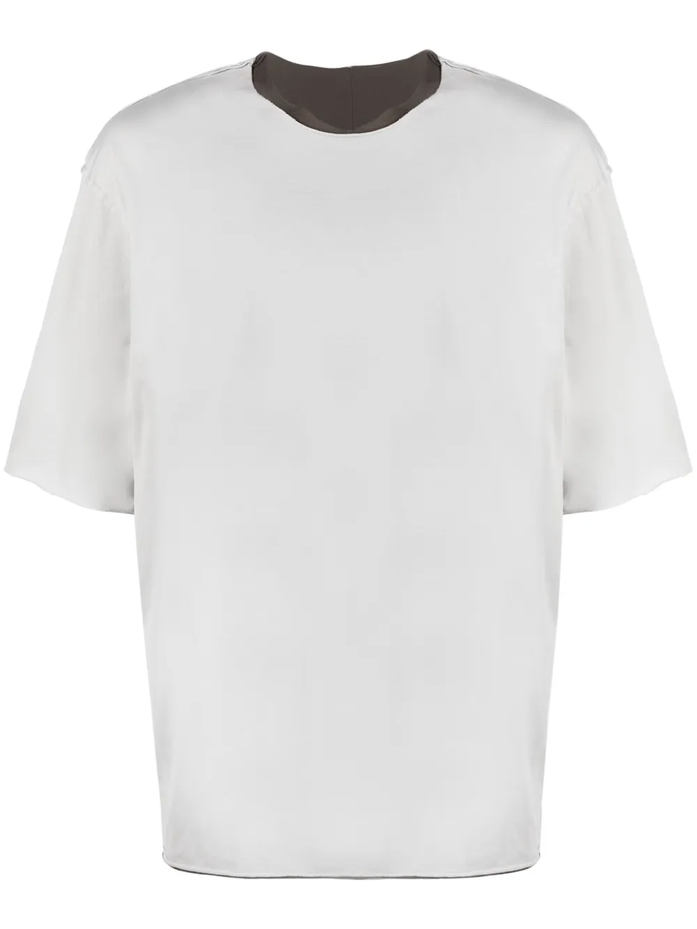 Attachment contrast-lining cotton T-shirt - Grey