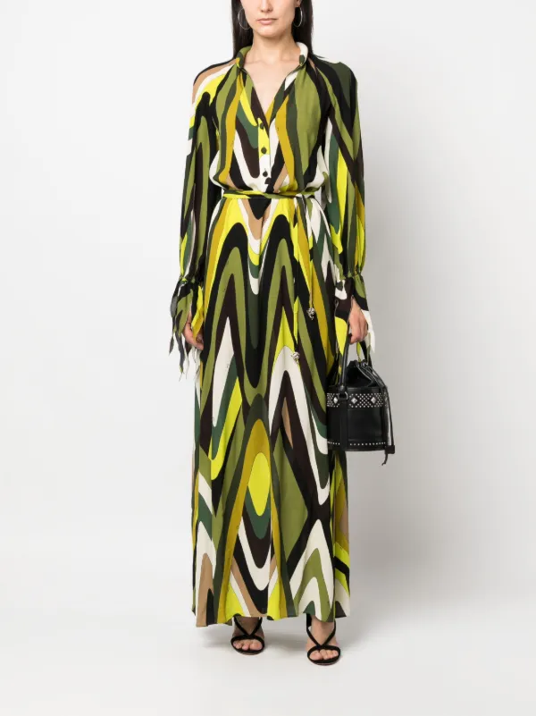 Printed maxi shirt dress outlet
