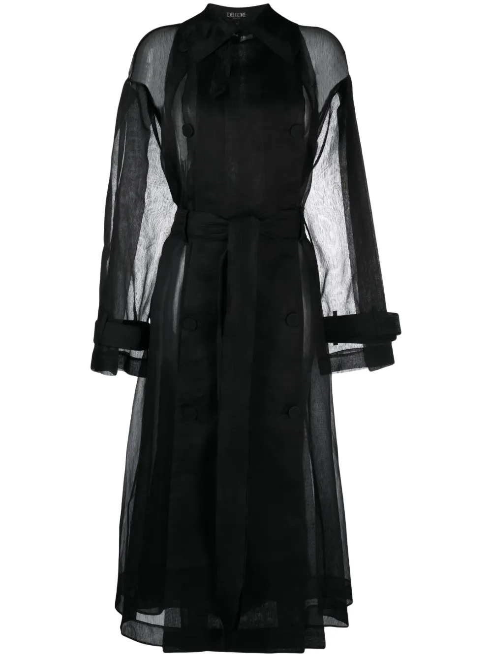 Del Core semi-sheer belted trench coat