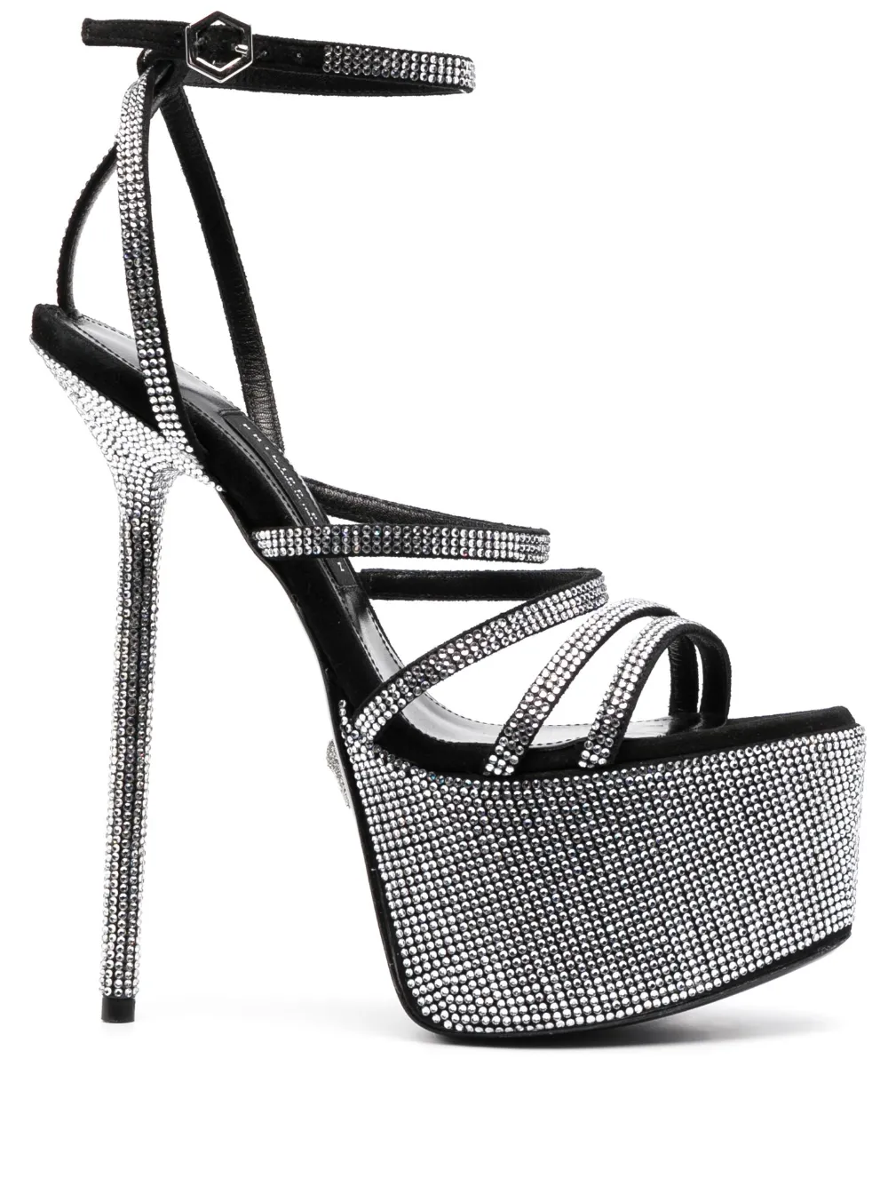 Philipp Plein 180mm Embellished Platform Sandals In Silver
