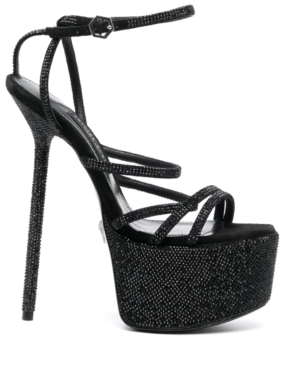 Philipp Plein 170mm Embellished Platform Sandals In Black