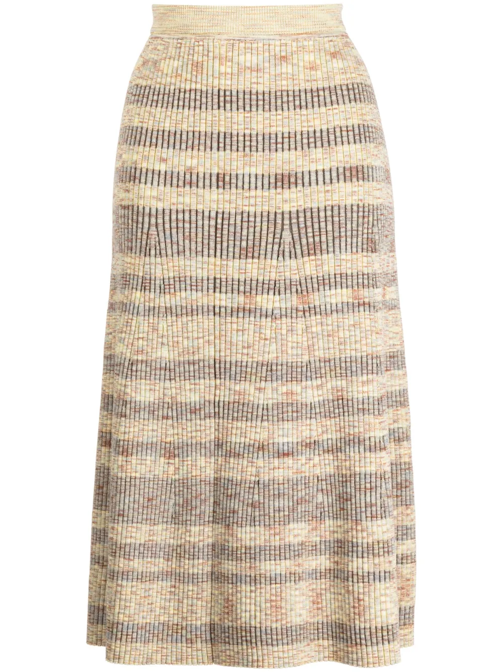Simkhai Simona Cotton Compact Rib Space Dye Midi Skirt In Brown
