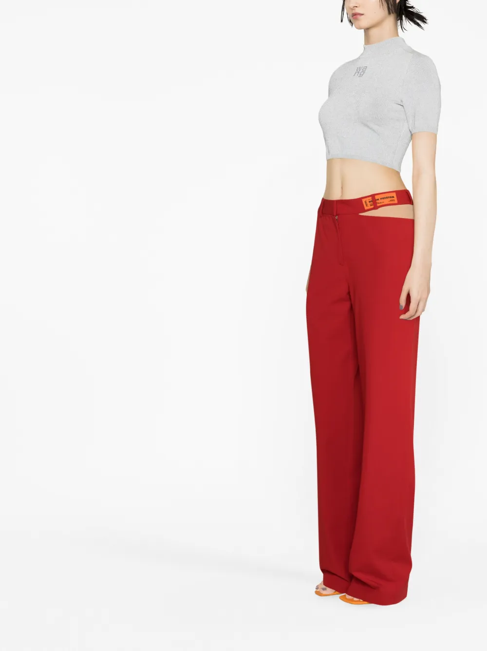 Heron Preston Cut-out Detail Straight-leg Trousers In Rot