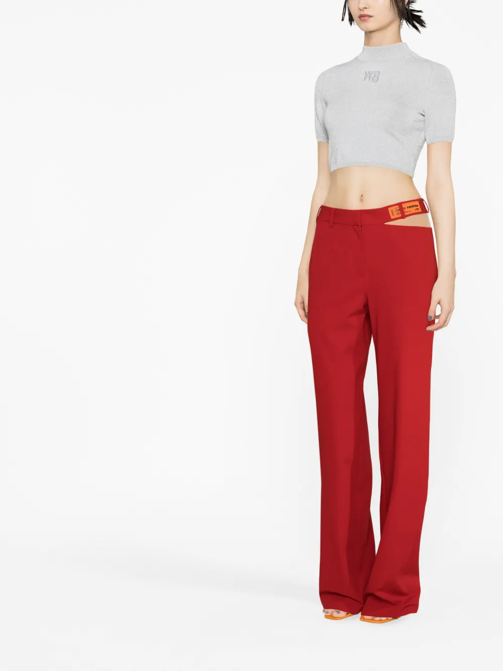 Heron Preston Cut-out Detail Straight-leg Trousers In Rot