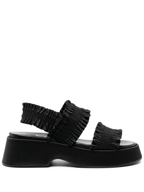 GANNI smocked-strap flatform sandals Women