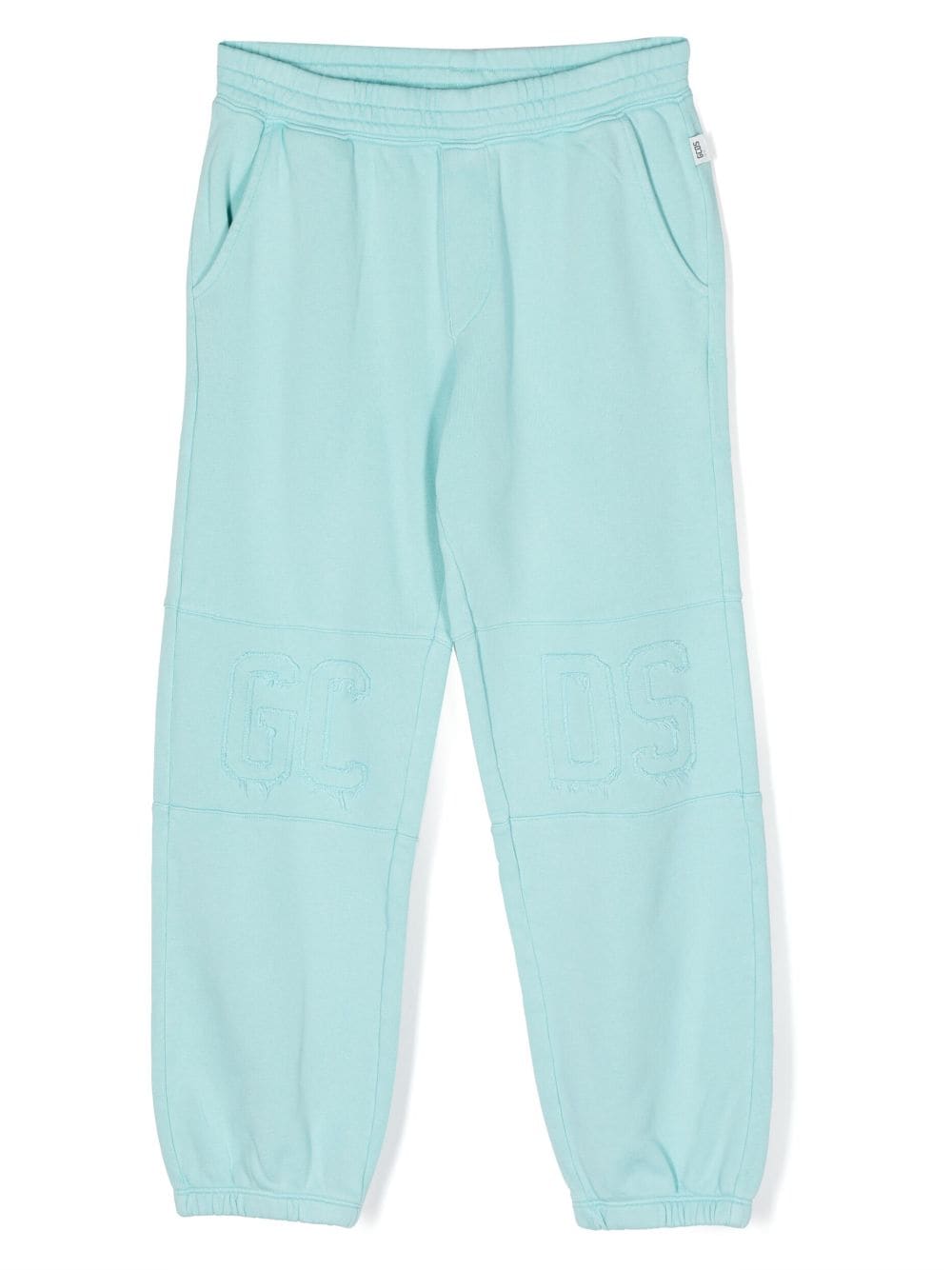 Gcds Kids' Debossed-logo Cotton Trousers In Blue