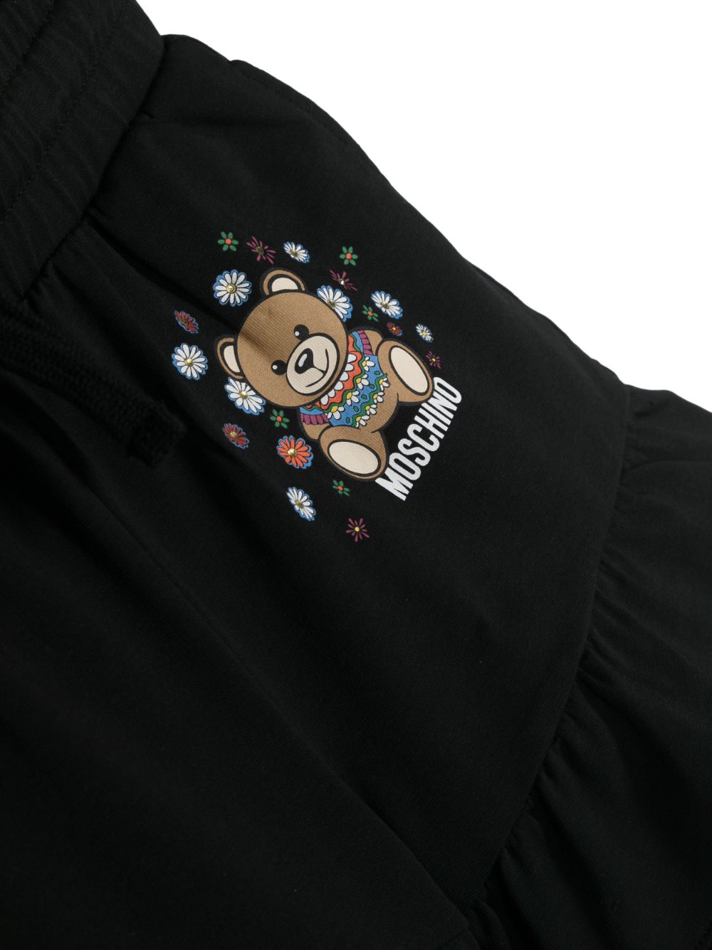 Shop Moschino Teddy Bear Ruffle Shorts In Black