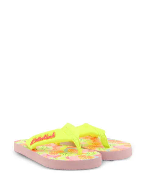 Billieblush logo-patch pineapple-print flip flops