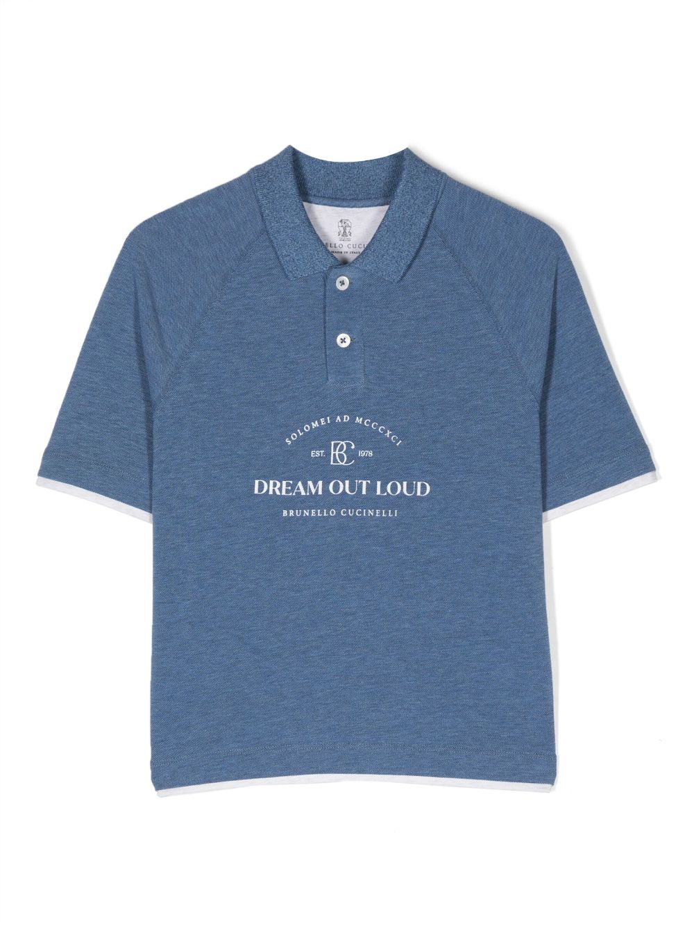 Brunello Cucinelli Kids' Logo-print Cotton Polo Shirt In Blue