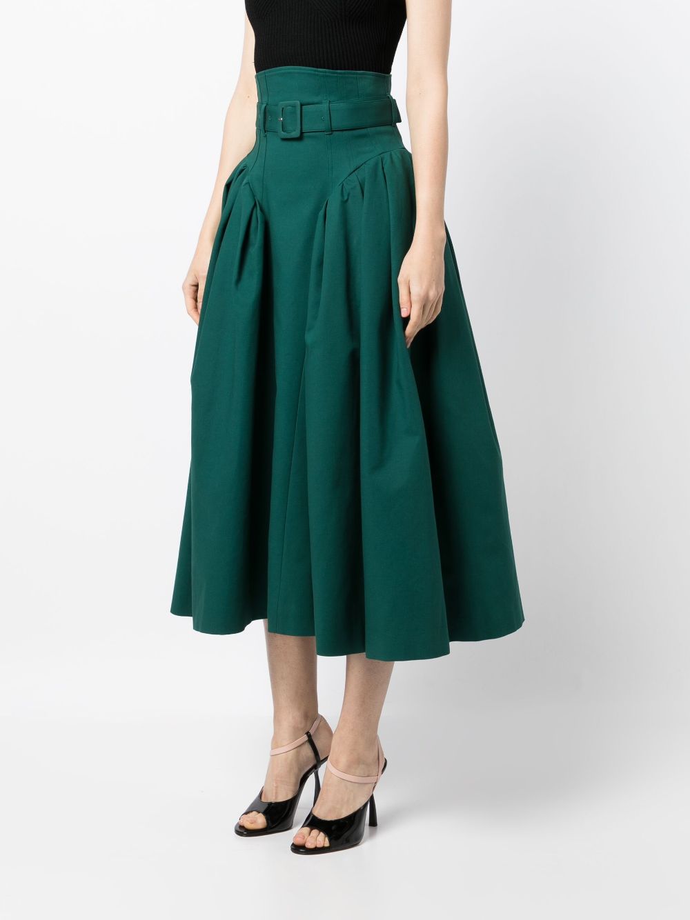 Shop Huishan Zhang Nina High-waisted Full Skirt In Green