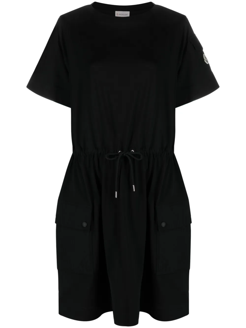 Moncler Drawstring-waist T-shirt Dress In Black