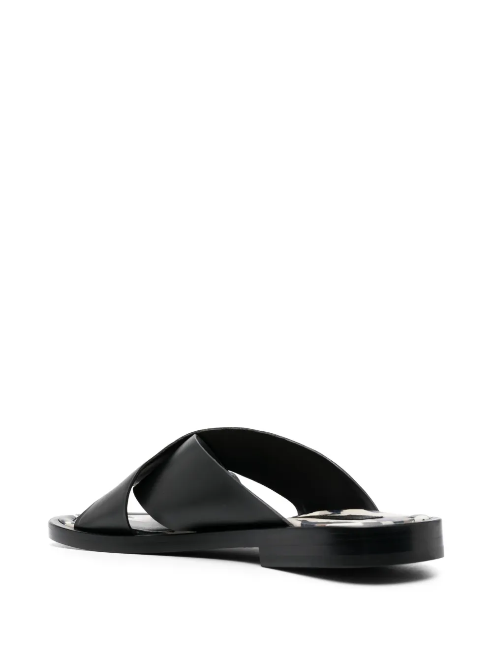 Roberto cavalli leather online crisscross slides
