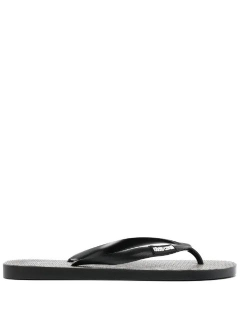 Roberto Cavalli animal-print logo flip flops 