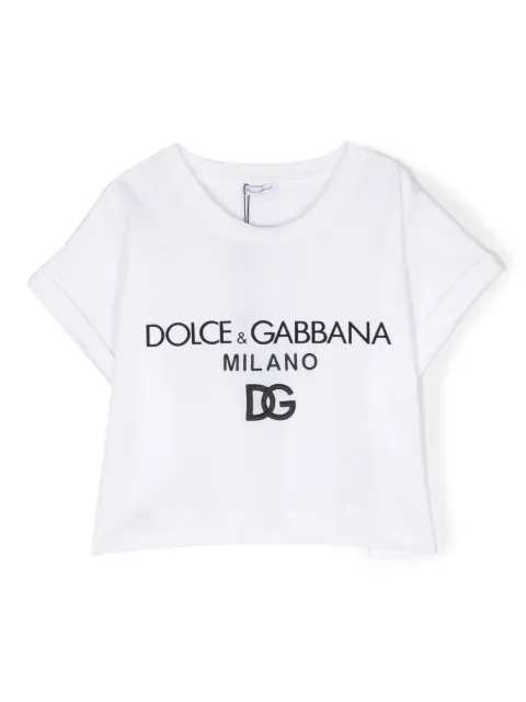 Dolce & Gabbana Kids logo-print cropped T-shirt