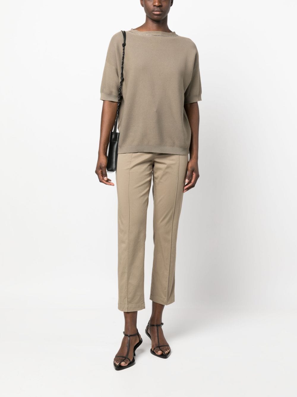 Shop Fabiana Filippi Cropped Slim-cut Trousers In Nude