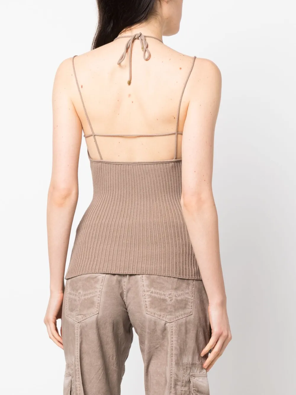 Blumarine Halterneck Knitted Top In Brown