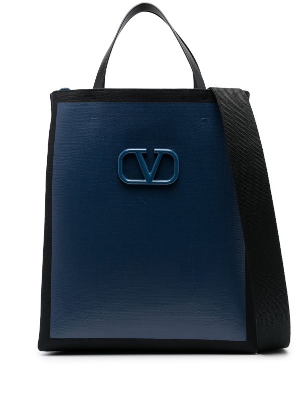 Valentino Vlogo Signature Raffia & Calfskin Tote Bag