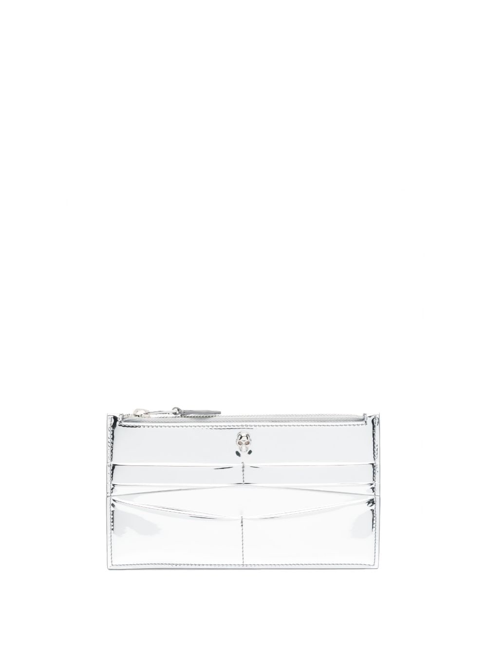 Shop Alexander Mcqueen Skull Metallic Card-holder In Silber