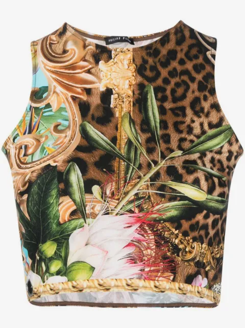 Philipp Plein Baroque Flowers cropped top 