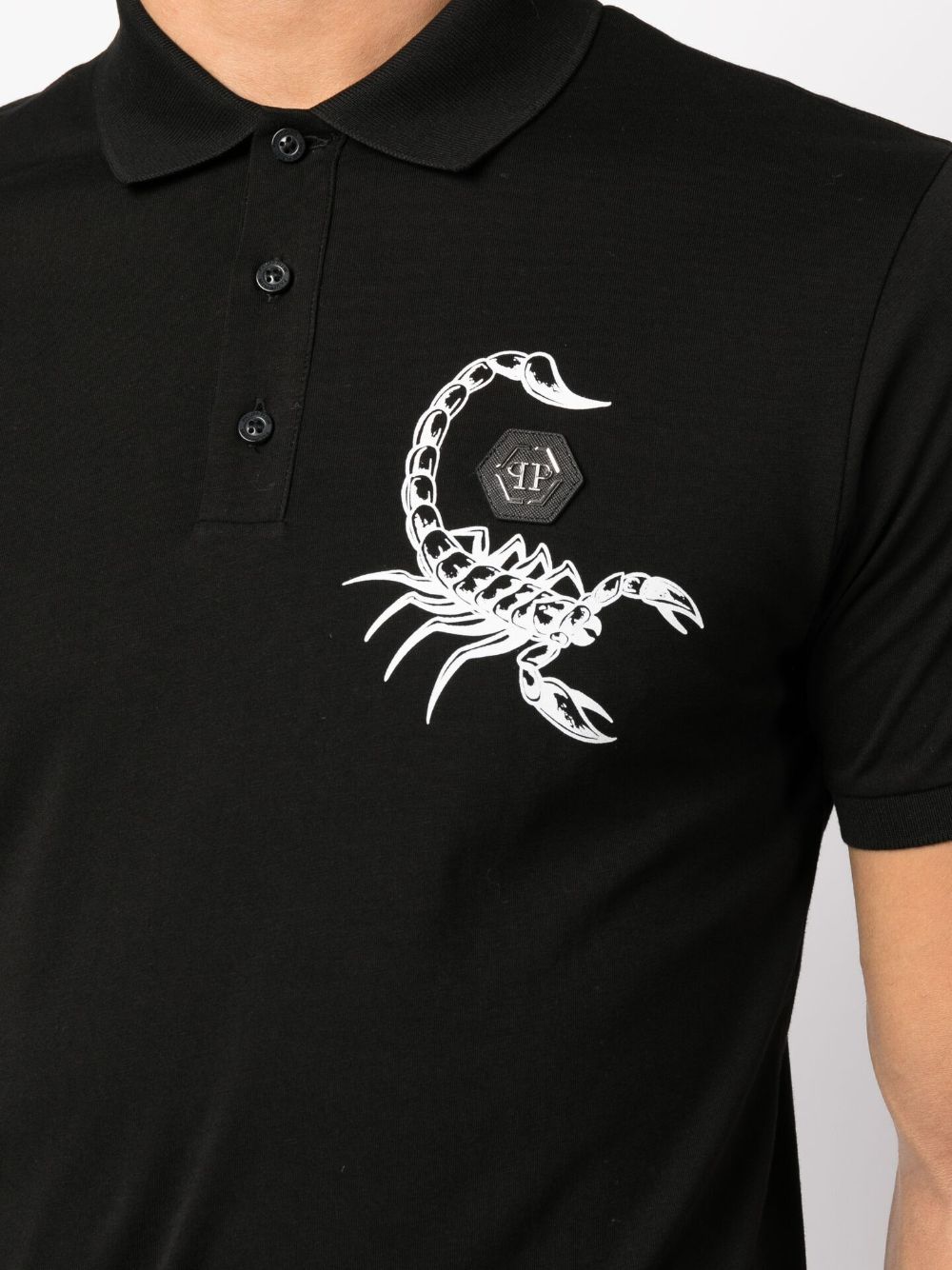 Shop Philipp Plein Scorpion-print Polo Shirt In Black