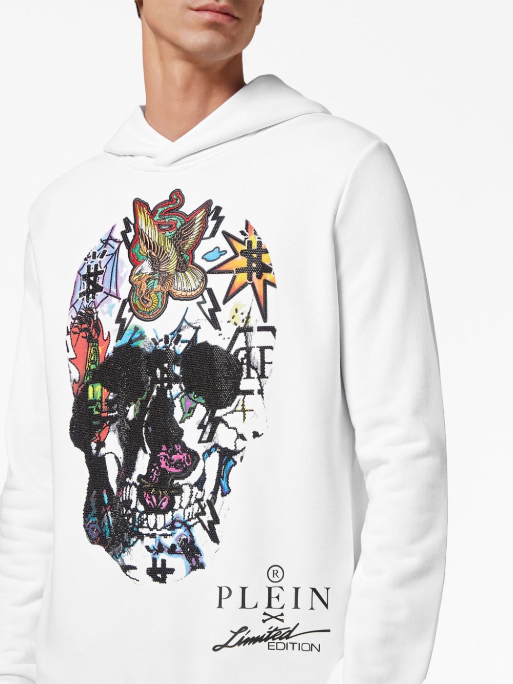 Philipp Plein crystal-embellished skull hoodie Women