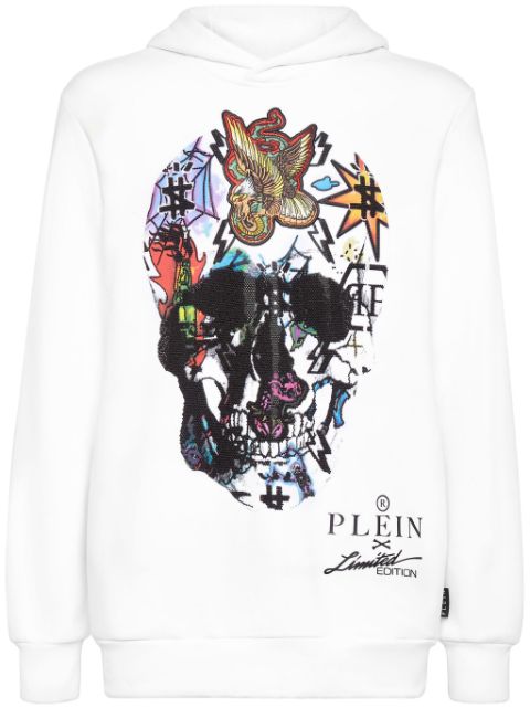Philipp Plein crystal-embellished skull hoodie 