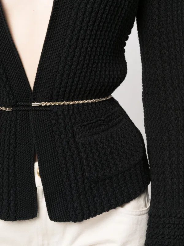CHANEL BOUTIQUE ノースリーブ Vネック CHANEL Pre-Owned 2010 V-neck Belted Cardigan | Blue | FARFETCH