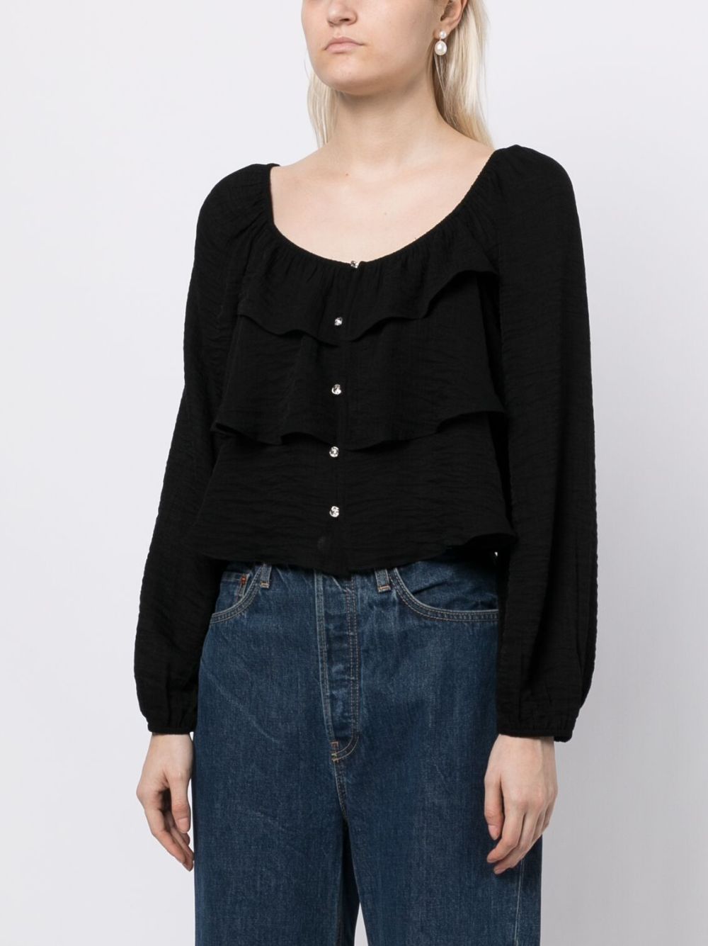Shop Tout A Coup Textured Tiered Top In Schwarz