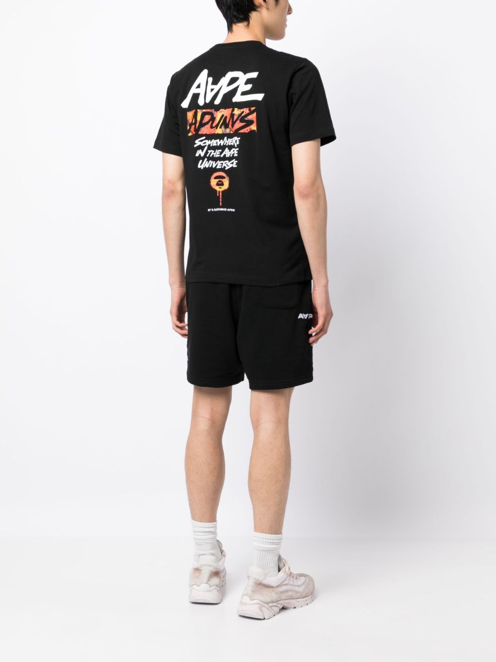Shop Aape By A Bathing Ape Graphic-print Cotton T-shirt In Schwarz
