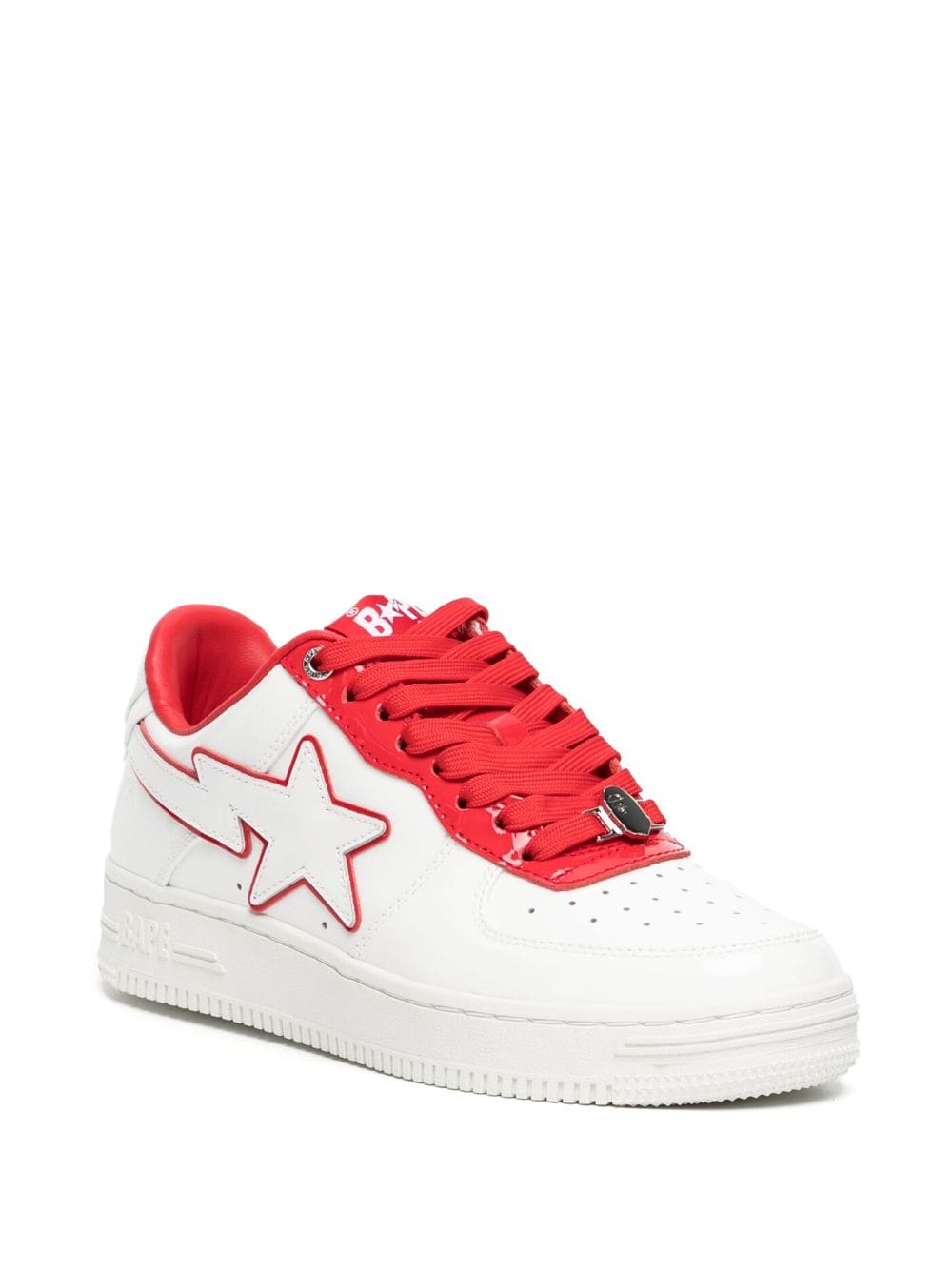 A Bathing Ape Bape White & Red Patent Leather Sneakers | ModeSens