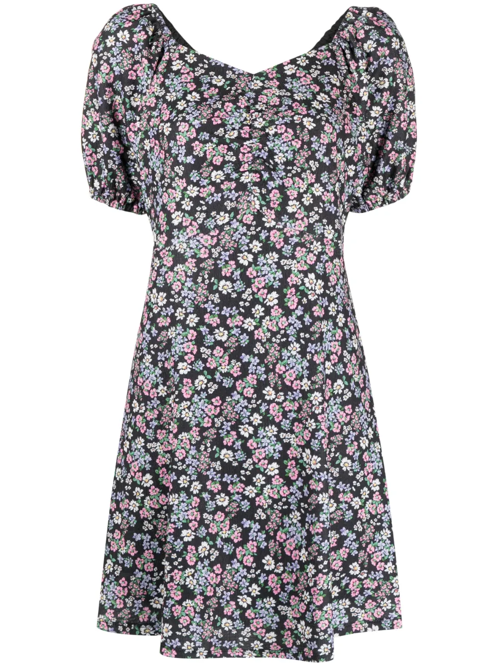 Shop Tout A Coup Floral-print Minidress In Schwarz