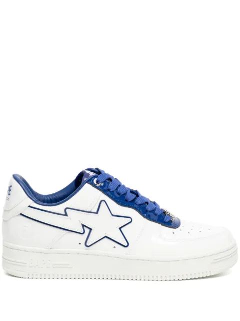 A BATHING APE® Bape white & navy patent leather sneakers