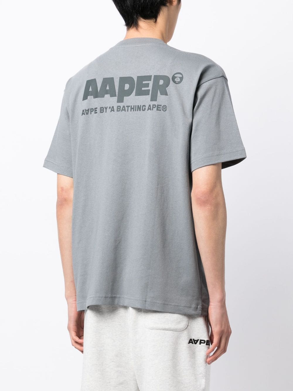 Shop Aape By A Bathing Ape Logo-patch Cotton T-shirt In Grau