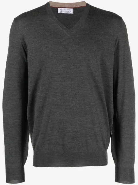 Brunello Cucinelli V-neck fine-knit jumper