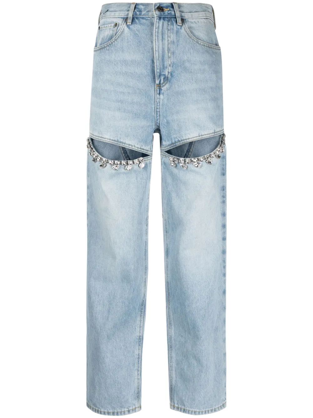 AREA Crystal Slit straight-leg Jeans - Farfetch