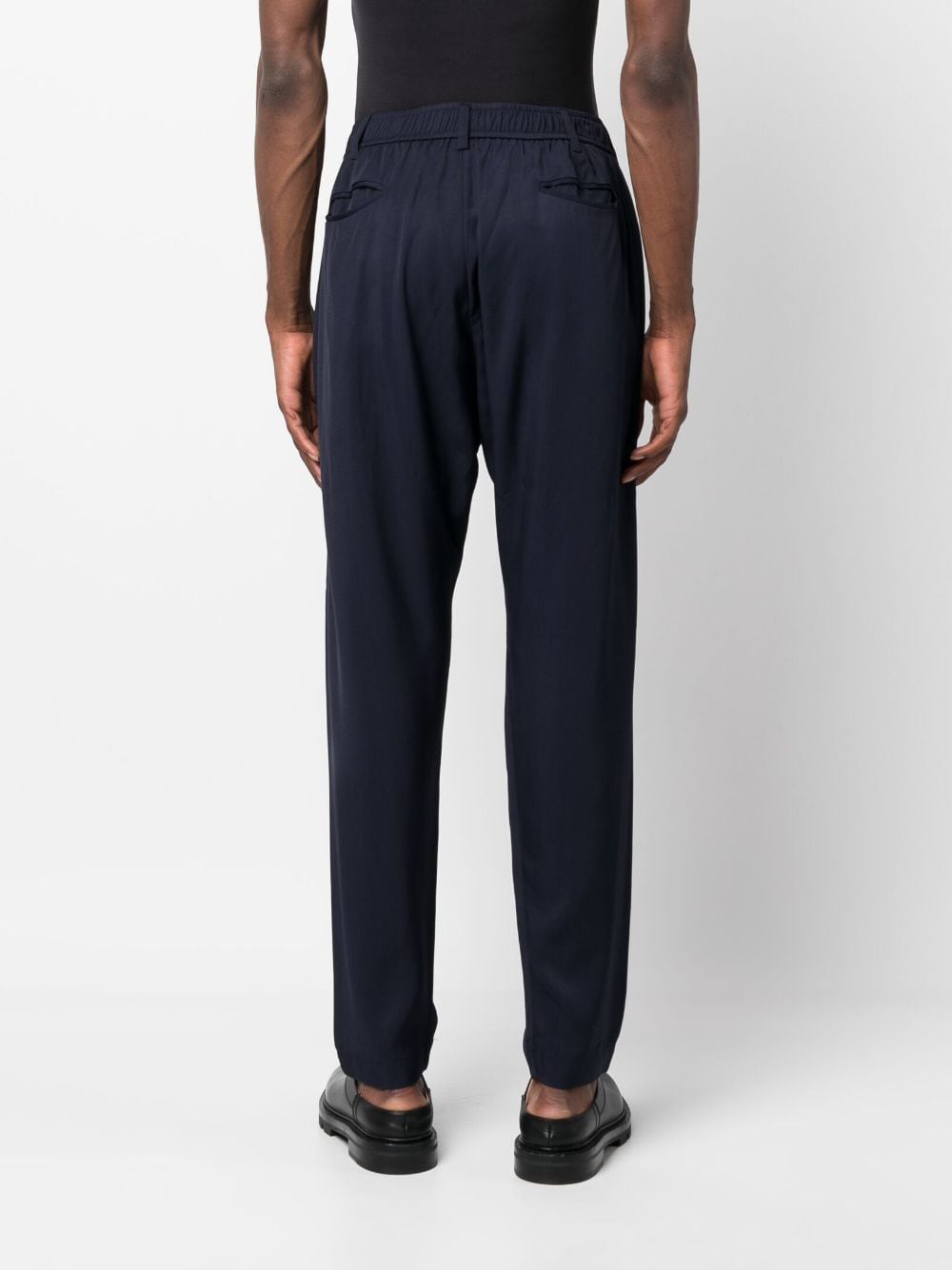 Shop 4sdesigns Elasticated-waistband Tapered Trousers In Blue