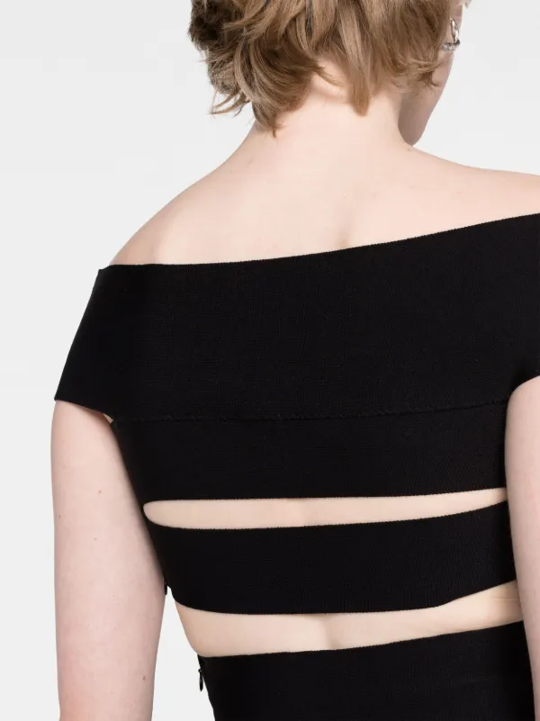 【Alexander McQueen】★off-shoulder flared mini dress Alexander McQueen off-shoulder Flared Mini Dress | Black